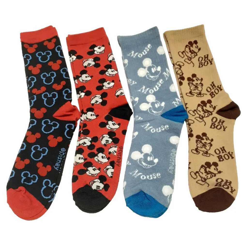 Disney Mickey Mouse 4 pair Novelty Mens Adult Size 6-12 Socks NWOT Kidcore